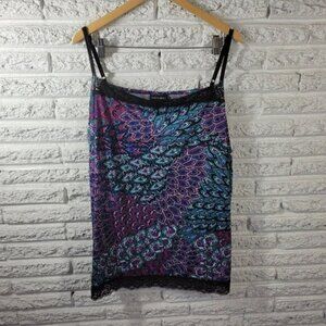 Fashion Bug Womens Top 4X Camisole Chemise Purple Paisley Spaghetti PAI43E